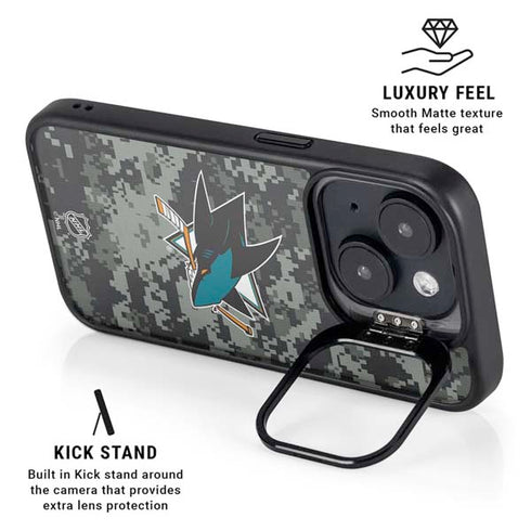 NHL San Jose Sharks Camo iPhone 15 Kickstand Case