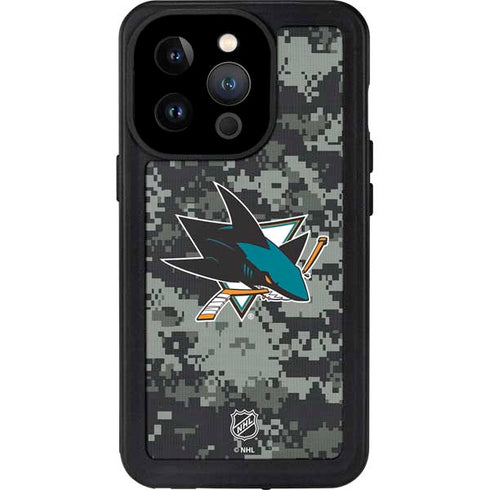 NHL San Jose Sharks Camo iPhone 15 Pro Waterproof Case