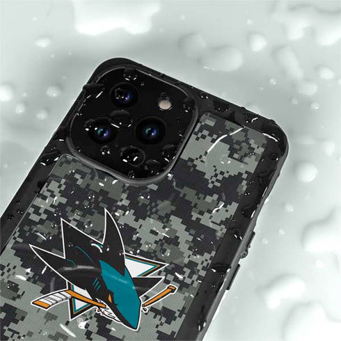 NHL San Jose Sharks Camo iPhone 15 Pro Waterproof Case