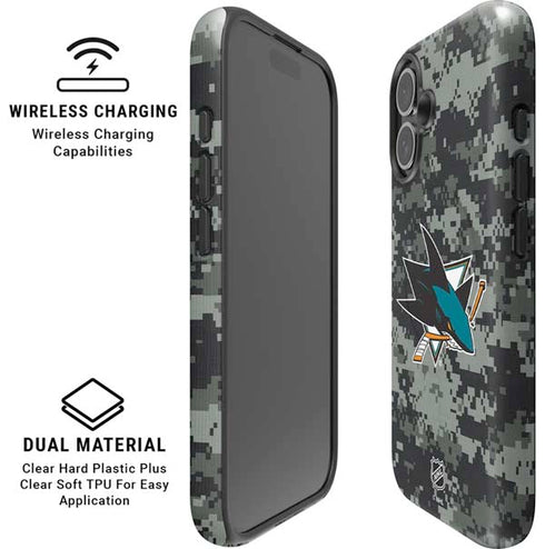 NHL San Jose Sharks Camo iPhone 16 Magsafe Impact Case