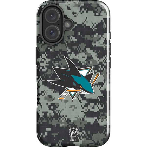 NHL San Jose Sharks Camo iPhone 16 Plus Impact Case