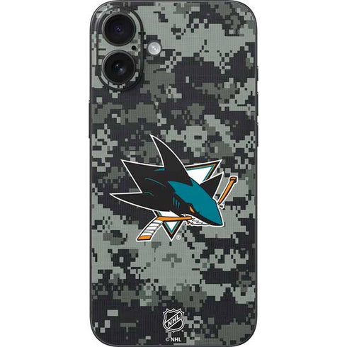 NHL San Jose Sharks Camo iPhone 16 Plus Skin