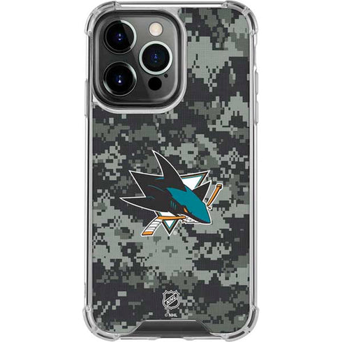 NHL San Jose Sharks Camo iPhone 16 Pro Clear Case