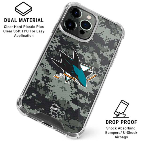 NHL San Jose Sharks Camo iPhone 16 Pro Clear Case