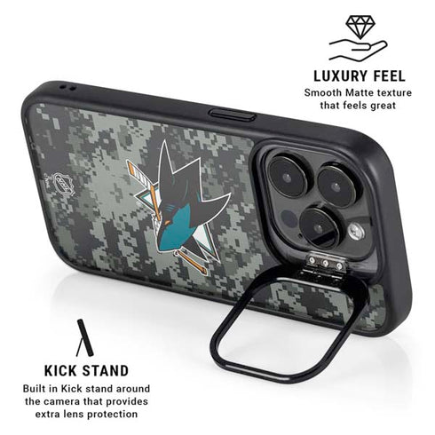 NHL San Jose Sharks Camo iPhone 16 Pro Kickstand Case