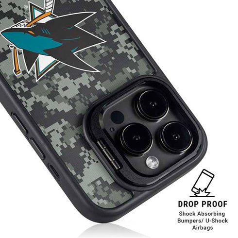 NHL San Jose Sharks Camo iPhone 16 Pro Kickstand Case