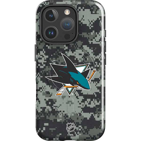 NHL San Jose Sharks Camo iPhone 16 Pro Magsafe Impact Case