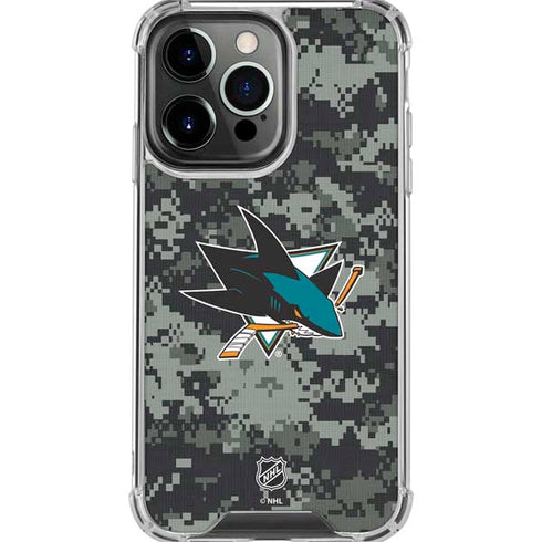 NHL San Jose Sharks Camo iPhone 16 Pro Max Clear Case
