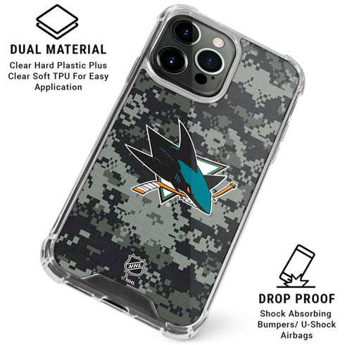 NHL San Jose Sharks Camo iPhone 16 Pro Max Clear Case