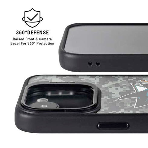 NHL San Jose Sharks Camo iPhone 16e Kickstand Case