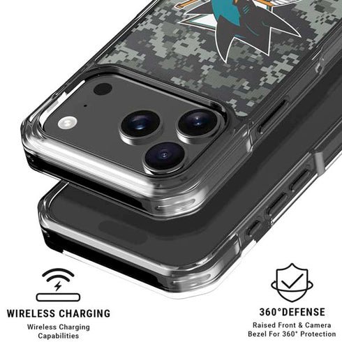 NHL San Jose Sharks Camo iPhone 18 Pro Clear Case