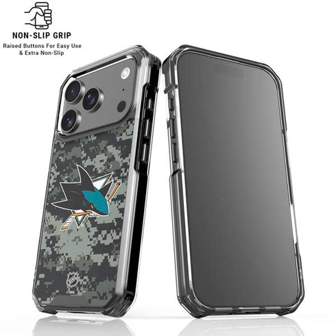 NHL San Jose Sharks Camo iPhone 18 Pro Clear Case
