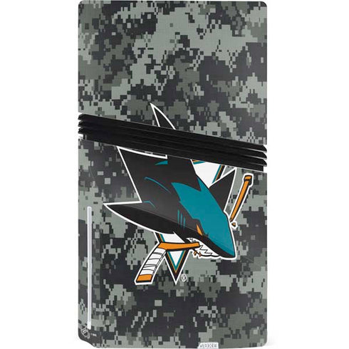NHL San Jose Sharks Camo PS5 Pro Disk Console Skin