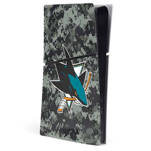 NHL San Jose Sharks Camo PS5 Slim Digital Edition Console Skin