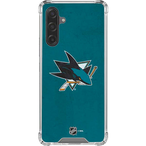 NHL San Jose Sharks Distressed Galaxy A17 Clear Case