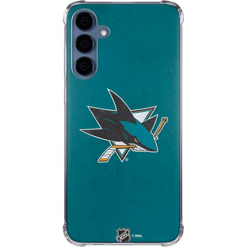 NHL San Jose Sharks Distressed Galaxy A35 5G Clear Case
