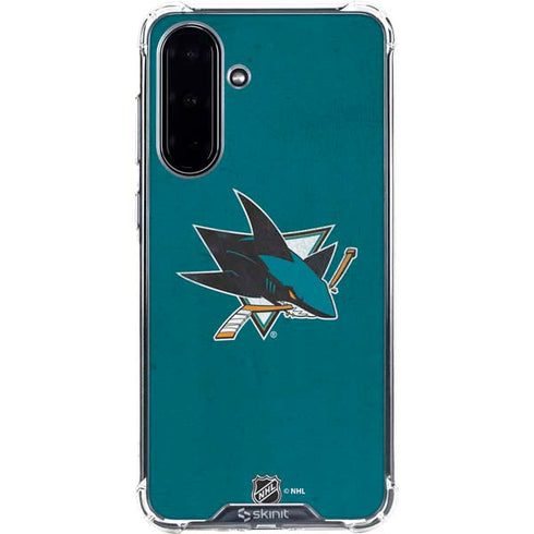 NHL San Jose Sharks Distressed Galaxy A36 5G Clear Case
