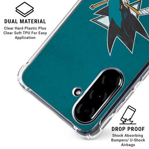 NHL San Jose Sharks Distressed Galaxy A36 5G Clear Case