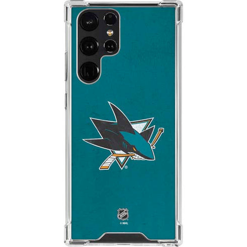 NHL San Jose Sharks Distressed Galaxy S23 Ultra Clear Case