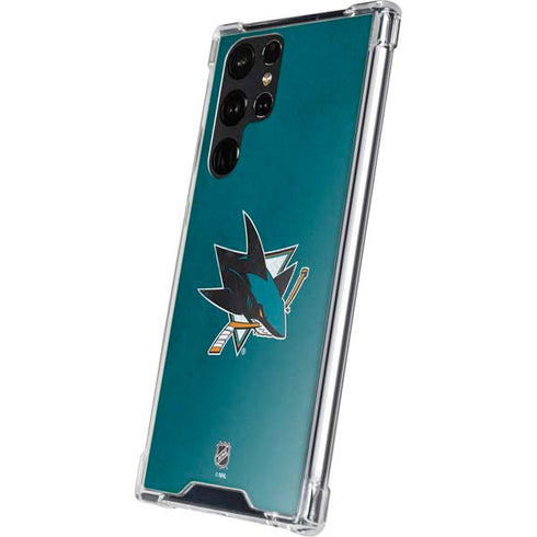 NHL San Jose Sharks Distressed Galaxy S23 Ultra Clear Case