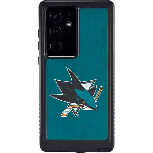 NHL San Jose Sharks Distressed Galaxy S24 Ultra Waterproof Case