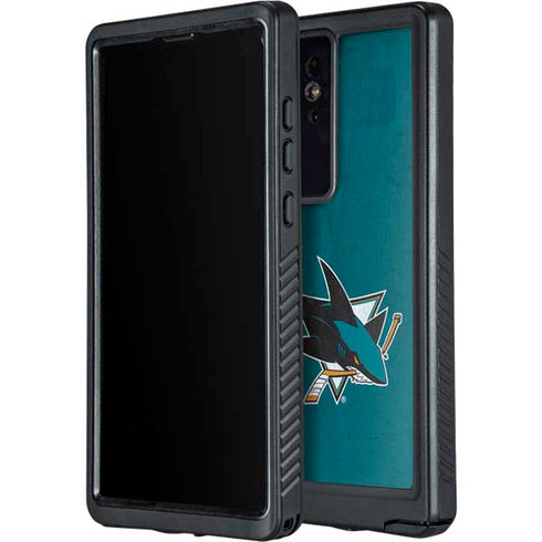 NHL San Jose Sharks Distressed Galaxy S24 Ultra Waterproof Case