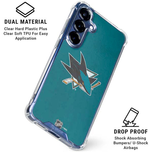 NHL San Jose Sharks Distressed Galaxy S25 Plus Clear Case