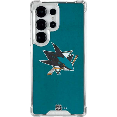 NHL San Jose Sharks Distressed Galaxy S25 Ultra Clear Case