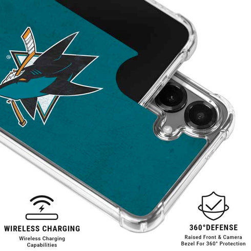 NHL San Jose Sharks Distressed Galaxy S26 Plus Clear Case
