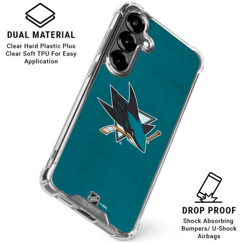 NHL San Jose Sharks Distressed Galaxy S26 Plus Clear Case