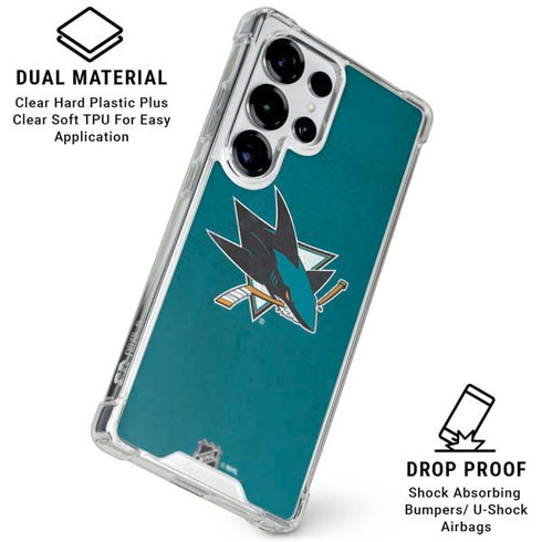 NHL San Jose Sharks Distressed Galaxy S26 Ultra Clear Case