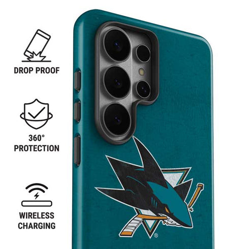 NHL San Jose Sharks Distressed Galaxy S26 Ultra Impact Case