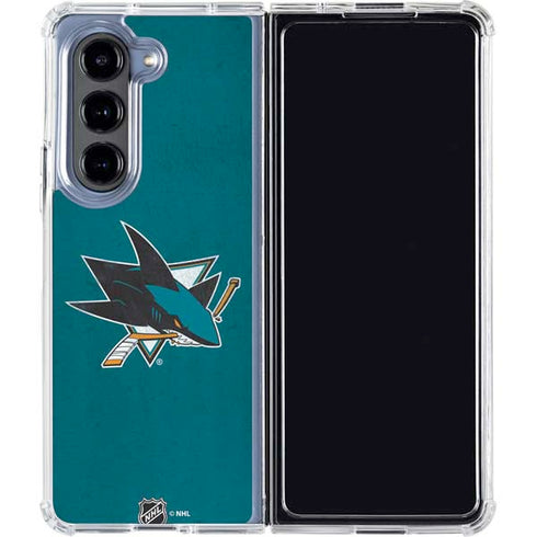 NHL San Jose Sharks Distressed Galaxy Z Fold5 5G Clear Case