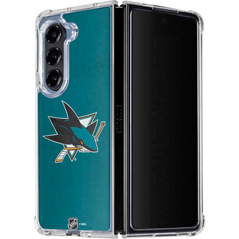 NHL San Jose Sharks Distressed Galaxy Z Fold5 5G Clear Case