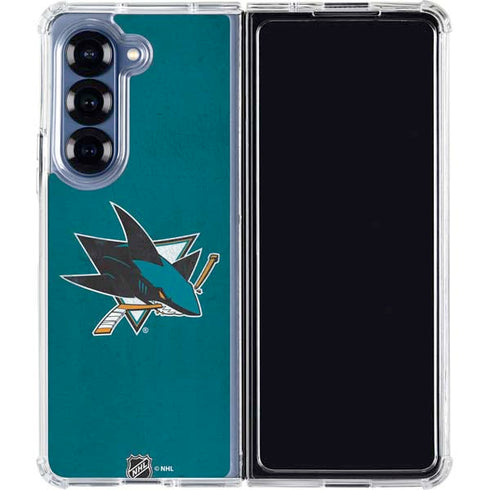 NHL San Jose Sharks Distressed Galaxy Z Fold7 Clear Case