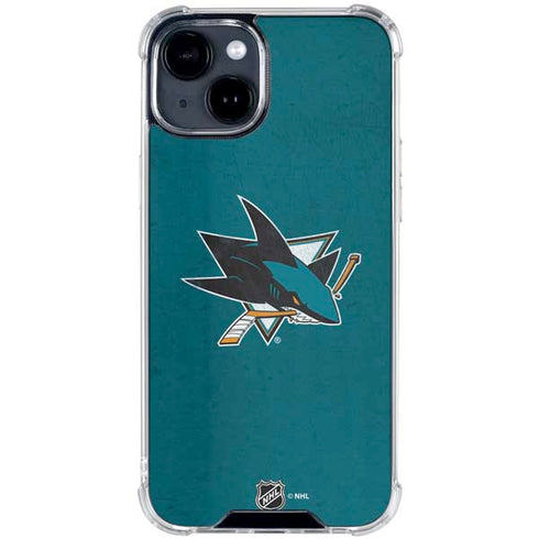 NHL San Jose Sharks Distressed iPhone 15 Clear Case