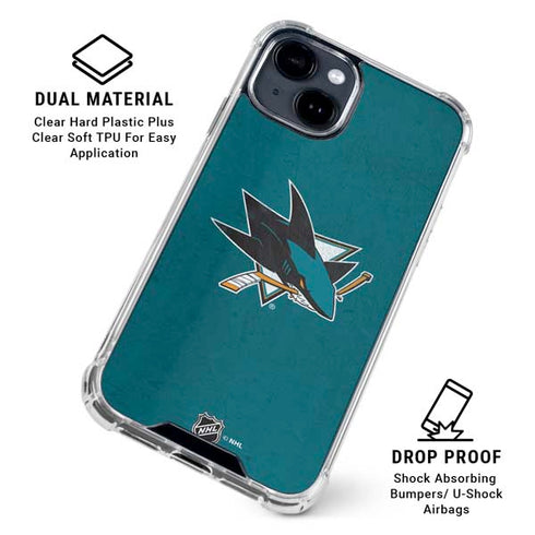 NHL San Jose Sharks Distressed iPhone 15 Clear Case