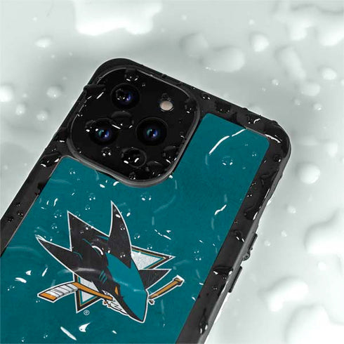 NHL San Jose Sharks Distressed iPhone 15 Pro Waterproof Case