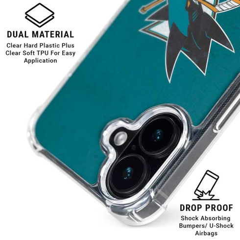 NHL San Jose Sharks Distressed iPhone 16 Plus MagSafe Case