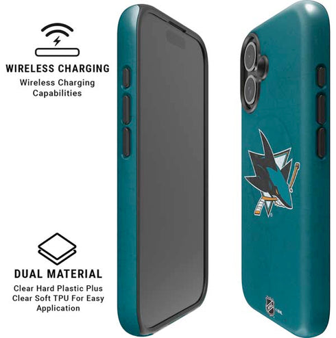 NHL San Jose Sharks Distressed iPhone 16 Plus Magsafe Impact Case