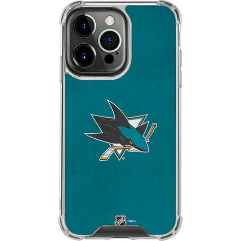 NHL San Jose Sharks Distressed iPhone 16 Pro Clear Case
