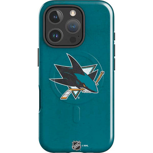 NHL San Jose Sharks Distressed iPhone 16 Pro Magsafe Impact Case
