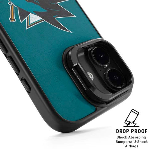 NHL San Jose Sharks Distressed iPhone 17 Kickstand Case