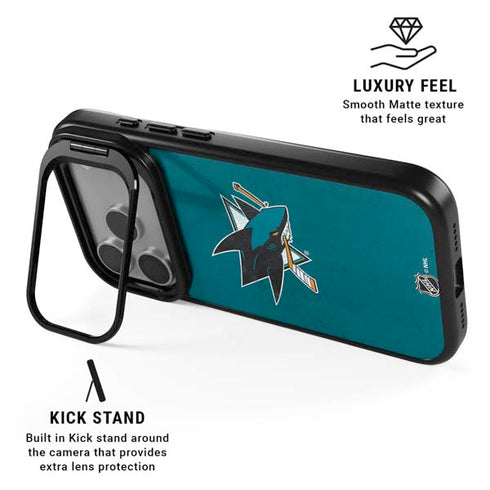 NHL San Jose Sharks Distressed iPhone 17 Pro Kickstand Case