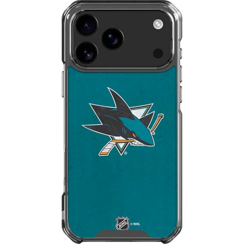 NHL San Jose Sharks Distressed iPhone 17 Pro Max Clear Case