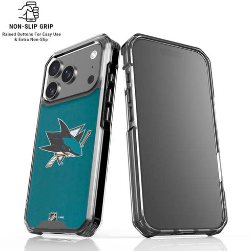 NHL San Jose Sharks Distressed iPhone 17 Pro Max Clear Case