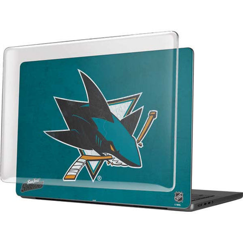 NHL San Jose Sharks Distressed MacBook Pro 14in (2021-24) Case plus Skin