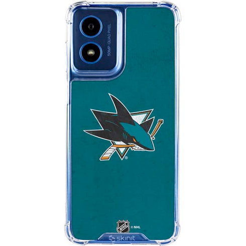 NHL San Jose Sharks Distressed Moto G 5G (2024) Clear Case