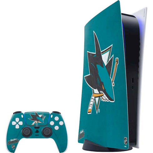 NHL San Jose Sharks Distressed PlayStation PS5 Skins
