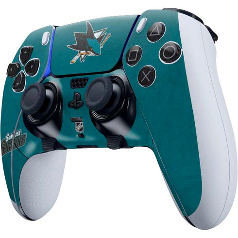 NHL San Jose Sharks Distressed PS5 DualSense Edge Pro Controller Skin
